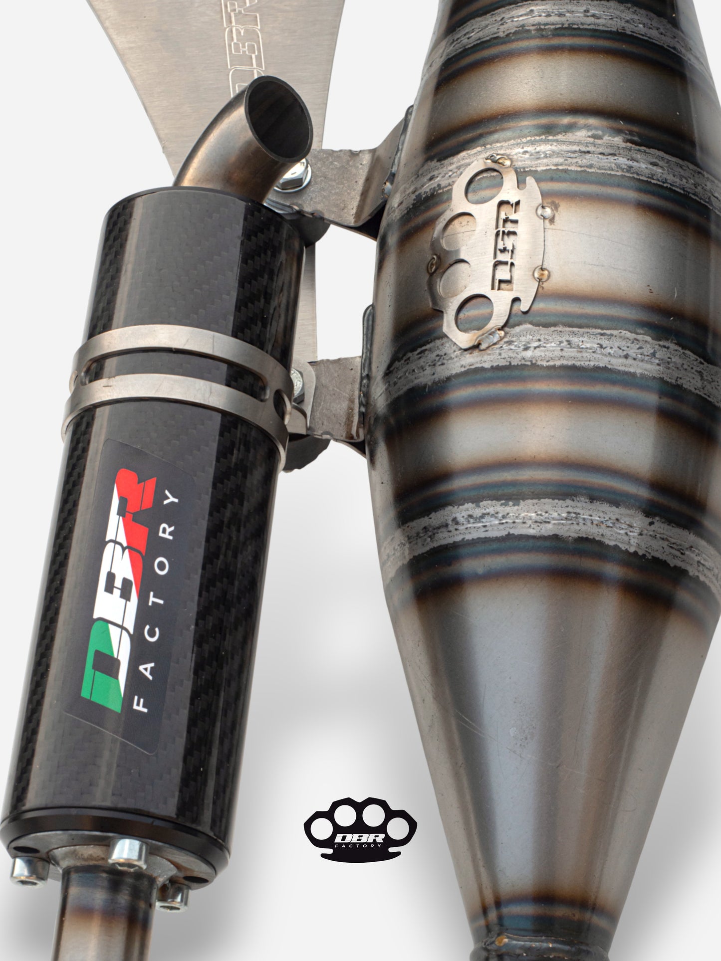 DBR Minarelli Horizontal Exhaust - Over Trofeo 90-100cc Exhaust