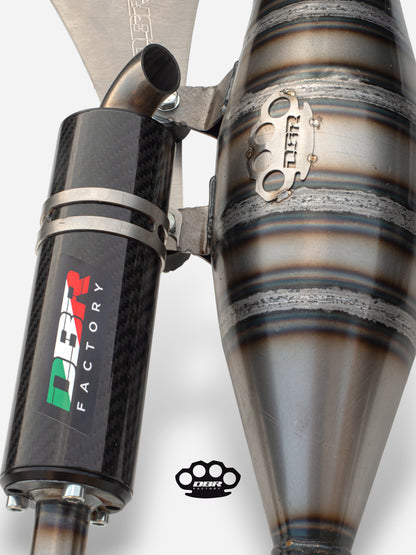 DBR Minarelli Horizontal Exhaust - Over Trofeo 90-100cc Exhaust