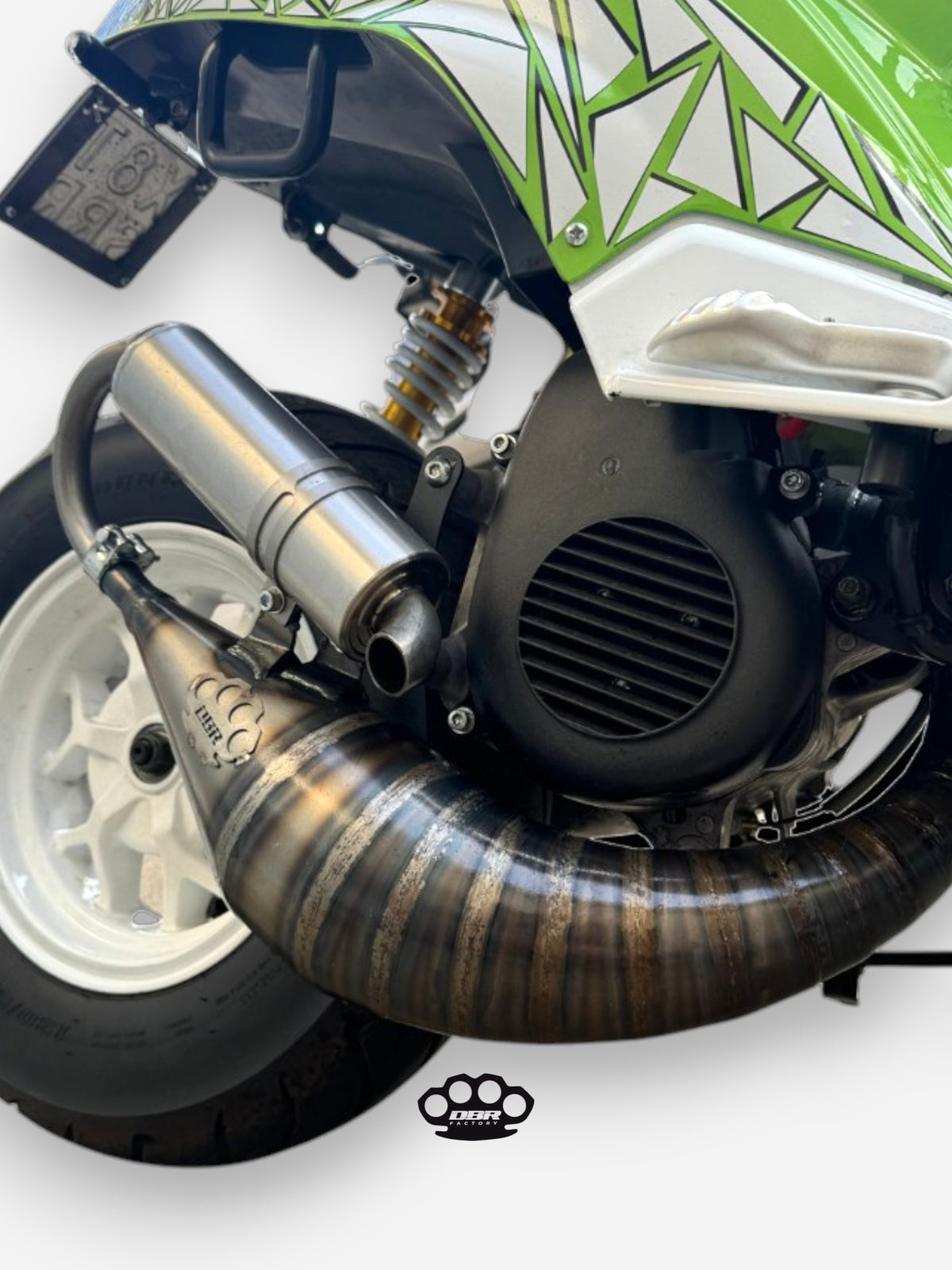 DBR Minarelli Vertical Trophy Exhaust - MBK Booster Spirit, Next Generation and Stunt - Yamaha Zuma and Slider